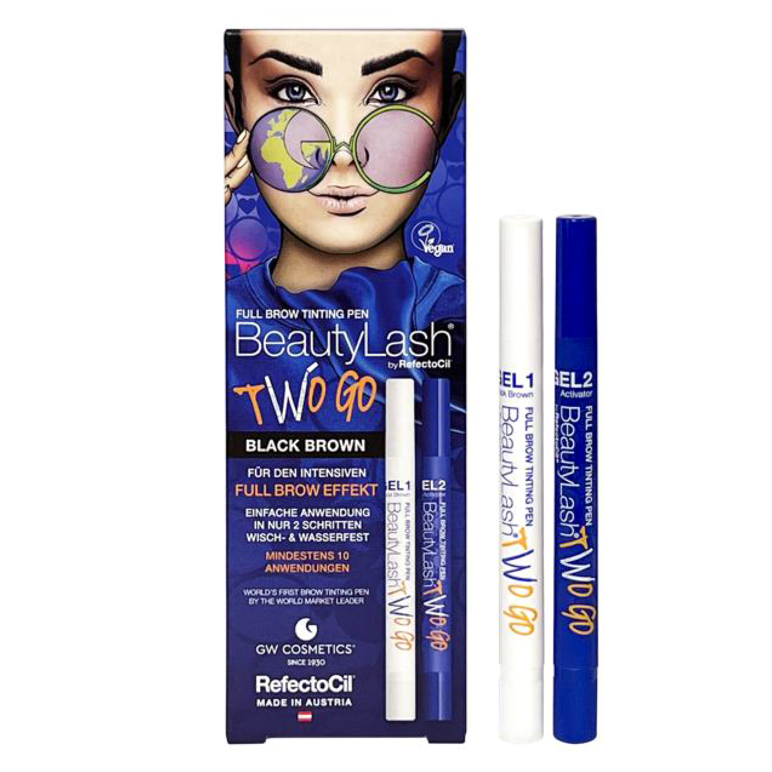 Refectocil BL Product Image Full Brow Tinting Pen Two Go Black Brown zestaw do koloryzacji brwi w pisaku w odcieniu czarno brązowym